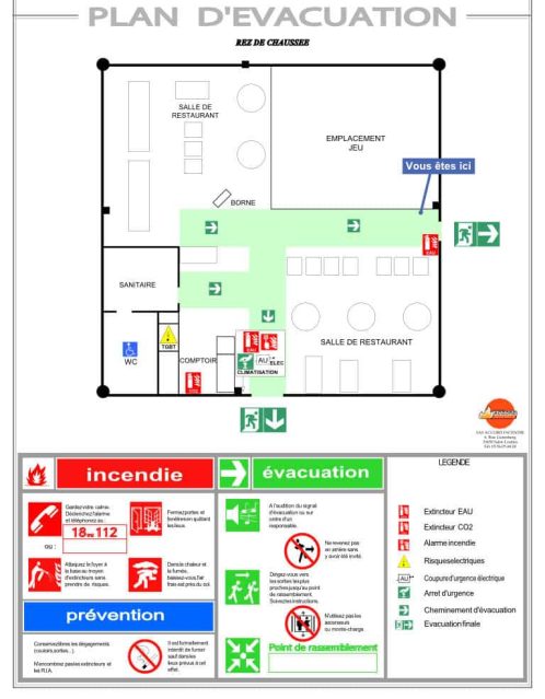 plan d'évacuation sécurité incendie